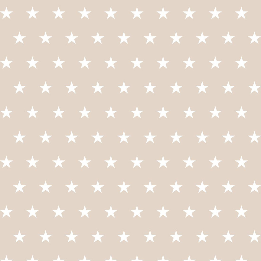 Béžová tapeta s bielymi hviezdami 5 cm - Dekoori obrázok 1