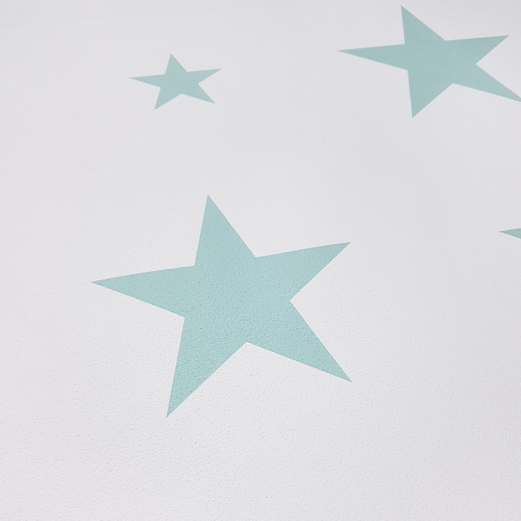 White and mint 15 and 7 cm stars wallpaper - Dekoori image 3