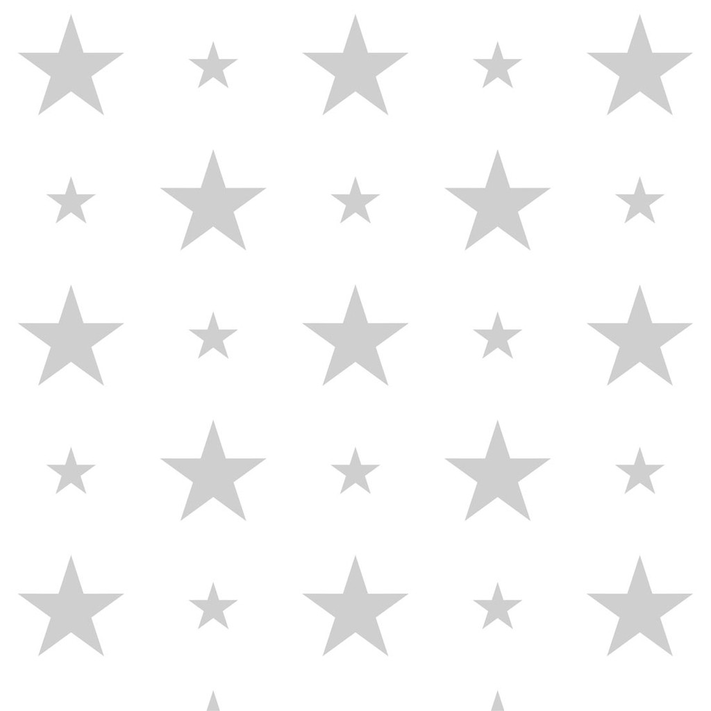 Bílá tapeta s šedými hvězdami 15 a 7 cm - Dekoori obrázek 1