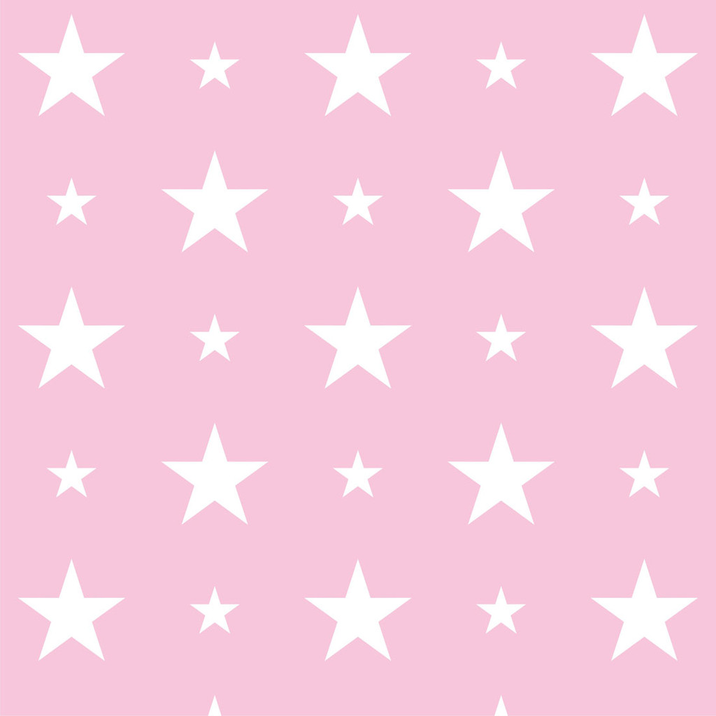 Pink wallpaper with white 15 and 7 cm stars - Dekoori image 1