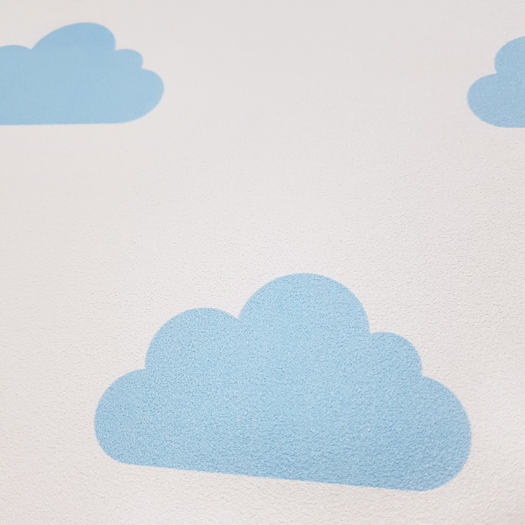 Blue clouds on white background wallpaper - Dekoori image 4
