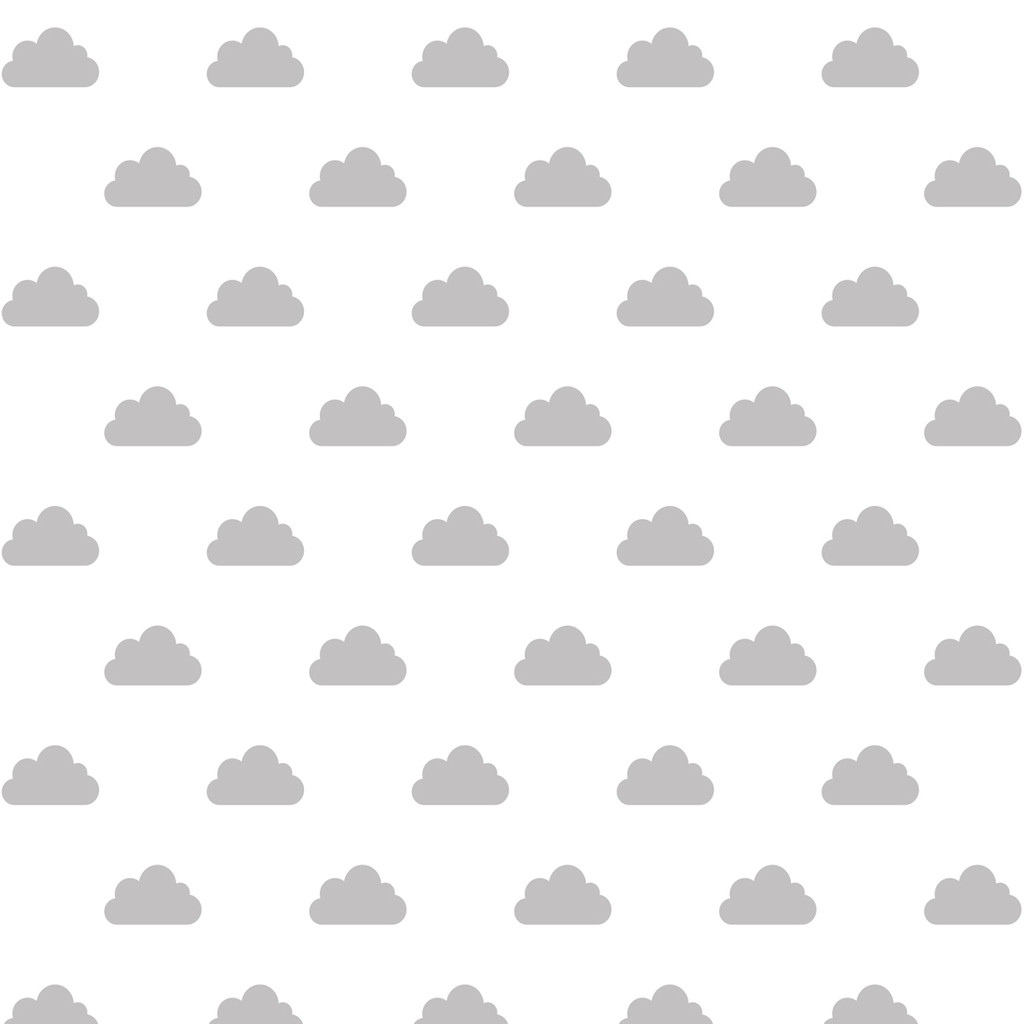 Bílá tapeta na zeď s šedými mraky do dětského pokoje - Dekoori obrázek 1