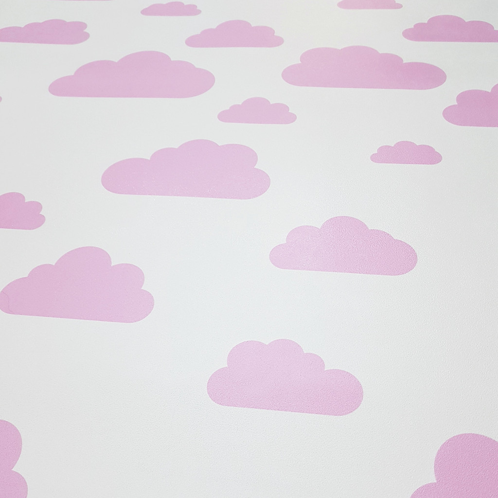 Bílá tapeta na zeď s růžovými mraky, mraky 7,5-24 cm - Dekoori obrázek 2