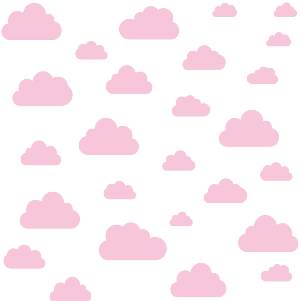 Pink clouds on white background (clouds: 7,5-24 cm) wallpaper - Dekoori image 1