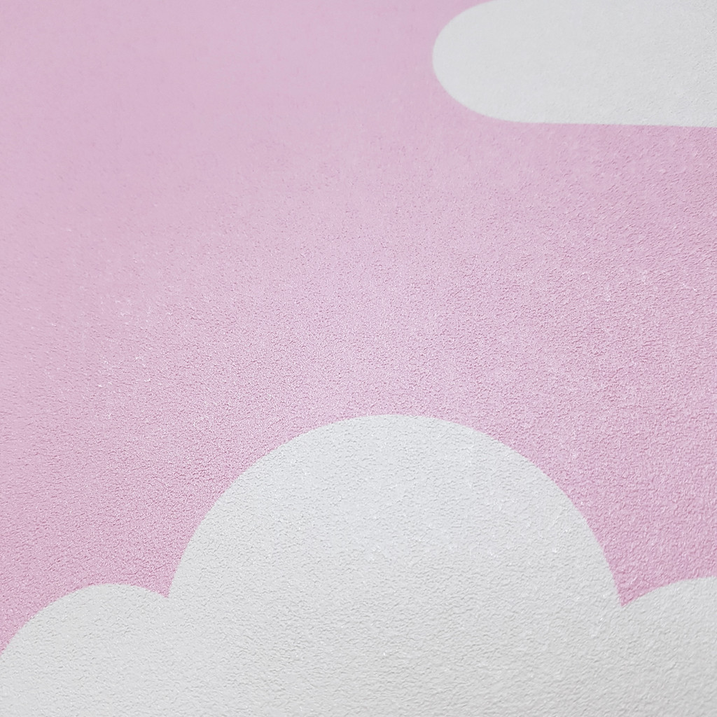 Pink wallpaper for walls with white 7,5-24 cm clouds - Dekoori image 3