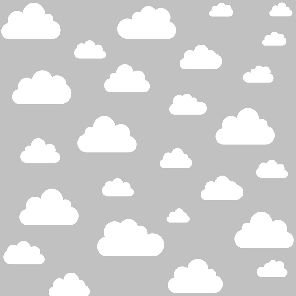 Šedo-bílá tapeta na zeď s mraky, mráčky velikostí 7,5-24 cm - Dekoori obrázek 1