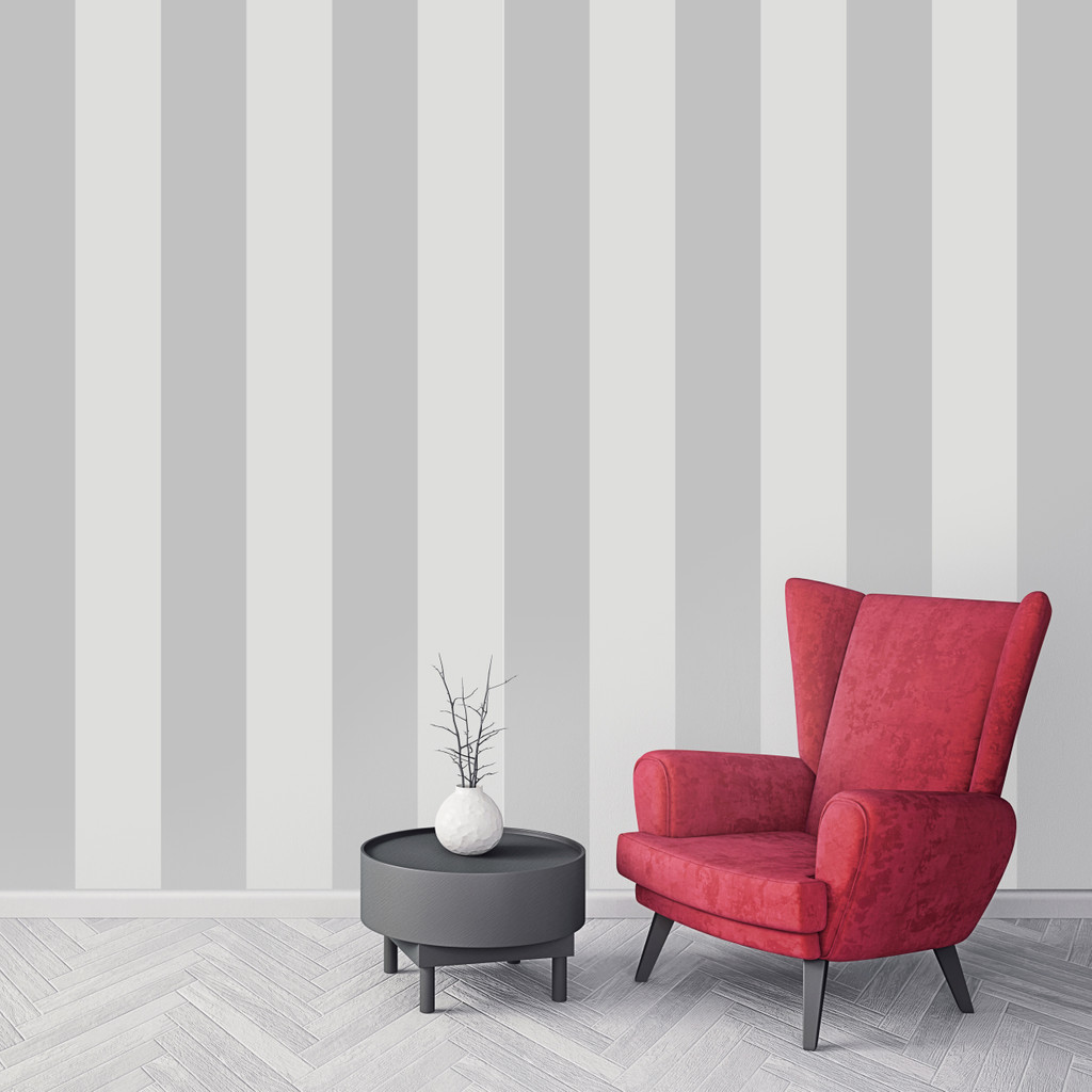 Grey and light grey vertical striped wallpaper - Dekoori image 2