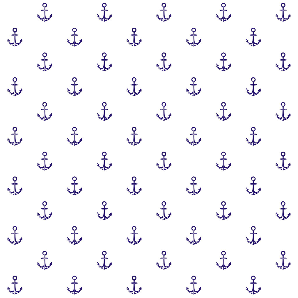 White, nautical marine (sea design with navy blue anchors) wallpaper - Dekoori image 1