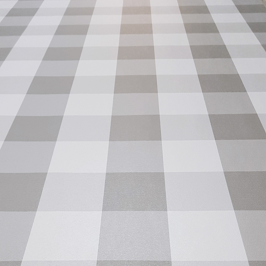 Grey and white gingham wallpaper stripes 10 cm - Dekoori image 3