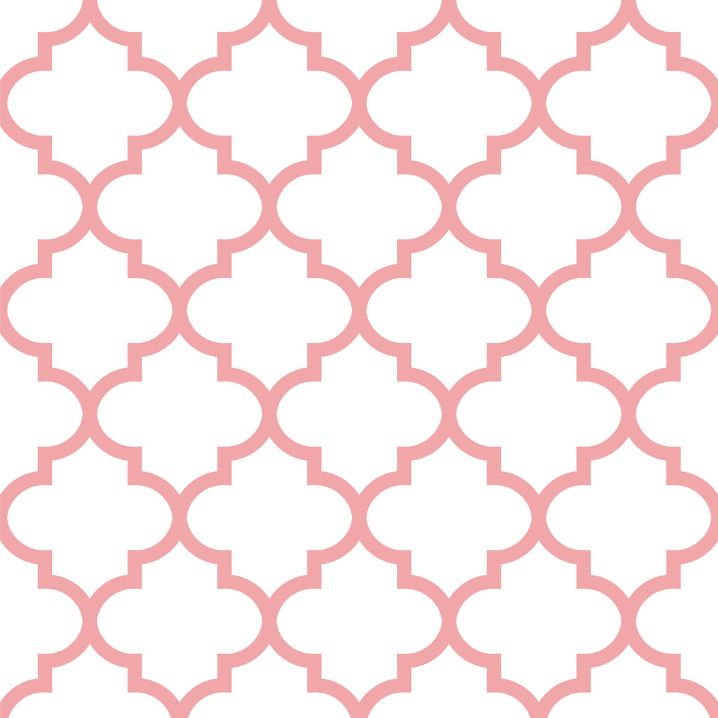 White and Salmon Moroccan Quatrefoil Tile wallpaper - Dekoori image 1