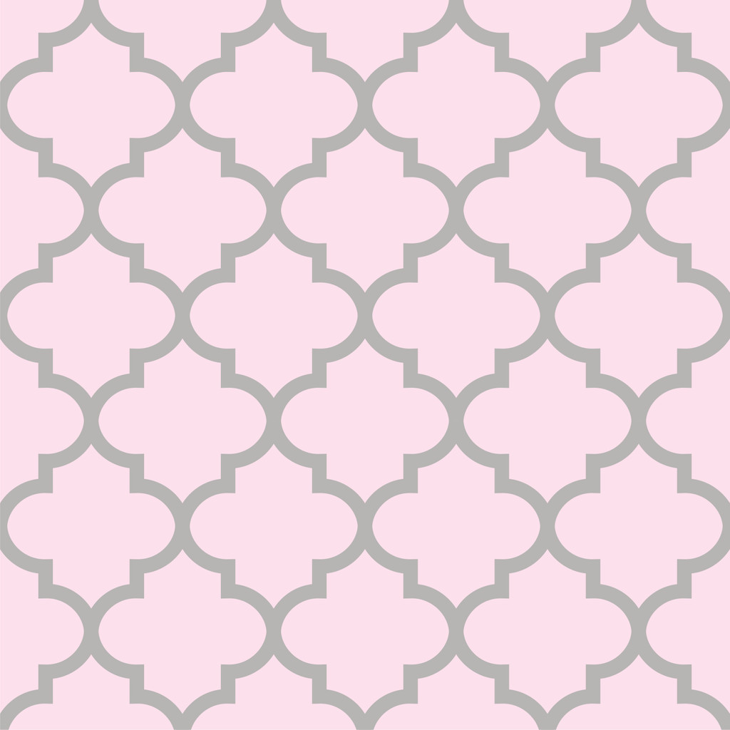 Pink and grey pastel, Moroccan quatrefoil tile wallpaper - Dekoori image 1
