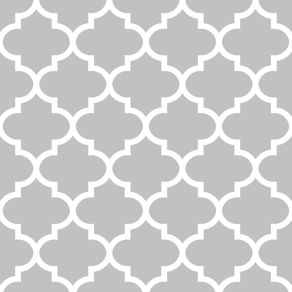 Moroccan quatrefoil tile grey and white wallpaper - Dekoori image 1