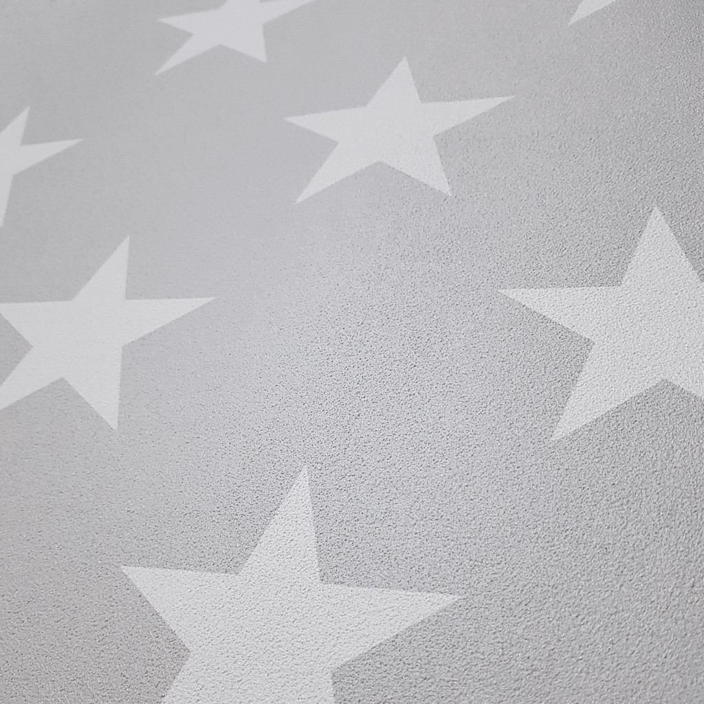 Grey and white starry wallpaper (stars: 10 cm) - Dekoori image 4