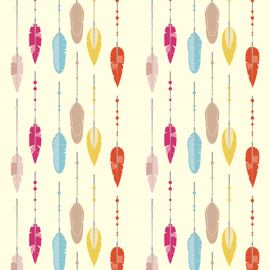 Fashionable colourful feather wallpaper for children - Dekoori image 1