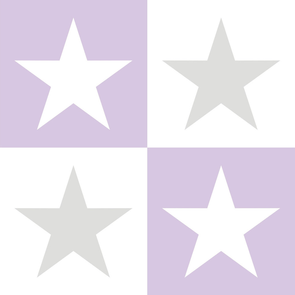 Stars in squares 38 cm white-violet-grey wallpaper - Dekoori image 1