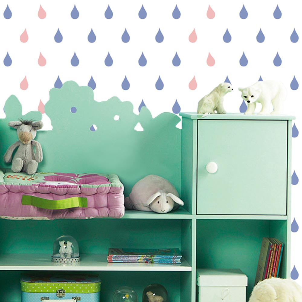Water, raindrops wallpaper Colours: Serenity and Rose Quartz (blue and rose) - Dekoori image 2