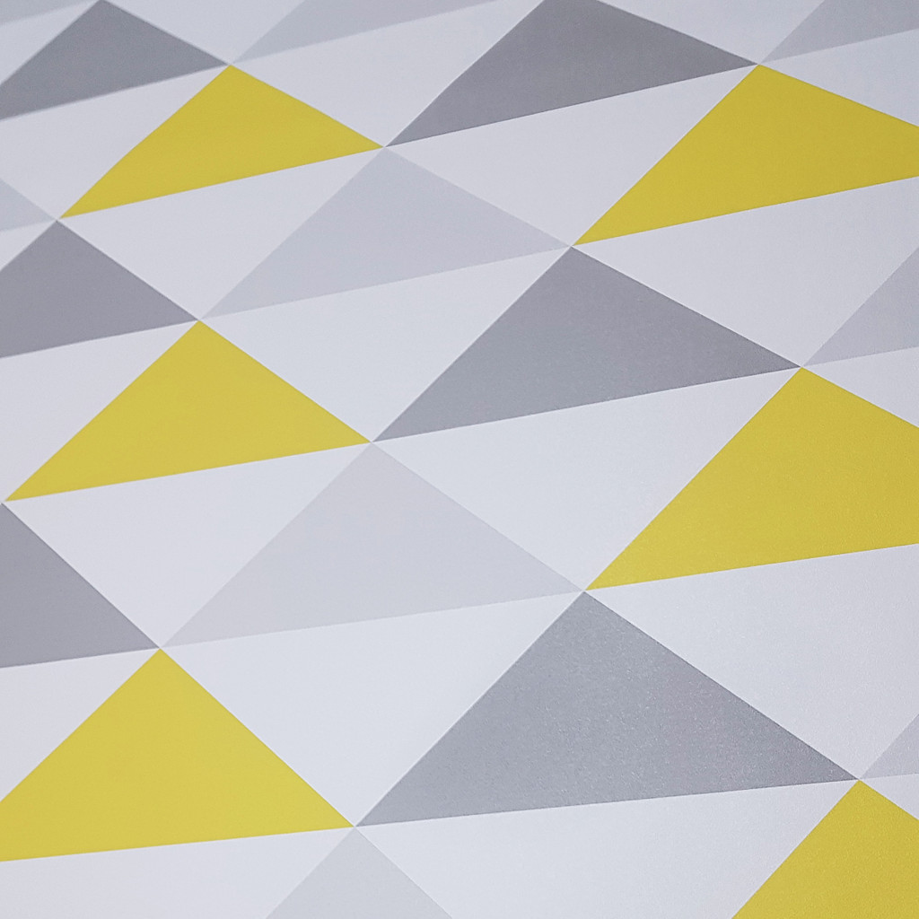 Wallpaper with white, grey and yellow 33 cm triangles - Dekoori image 3