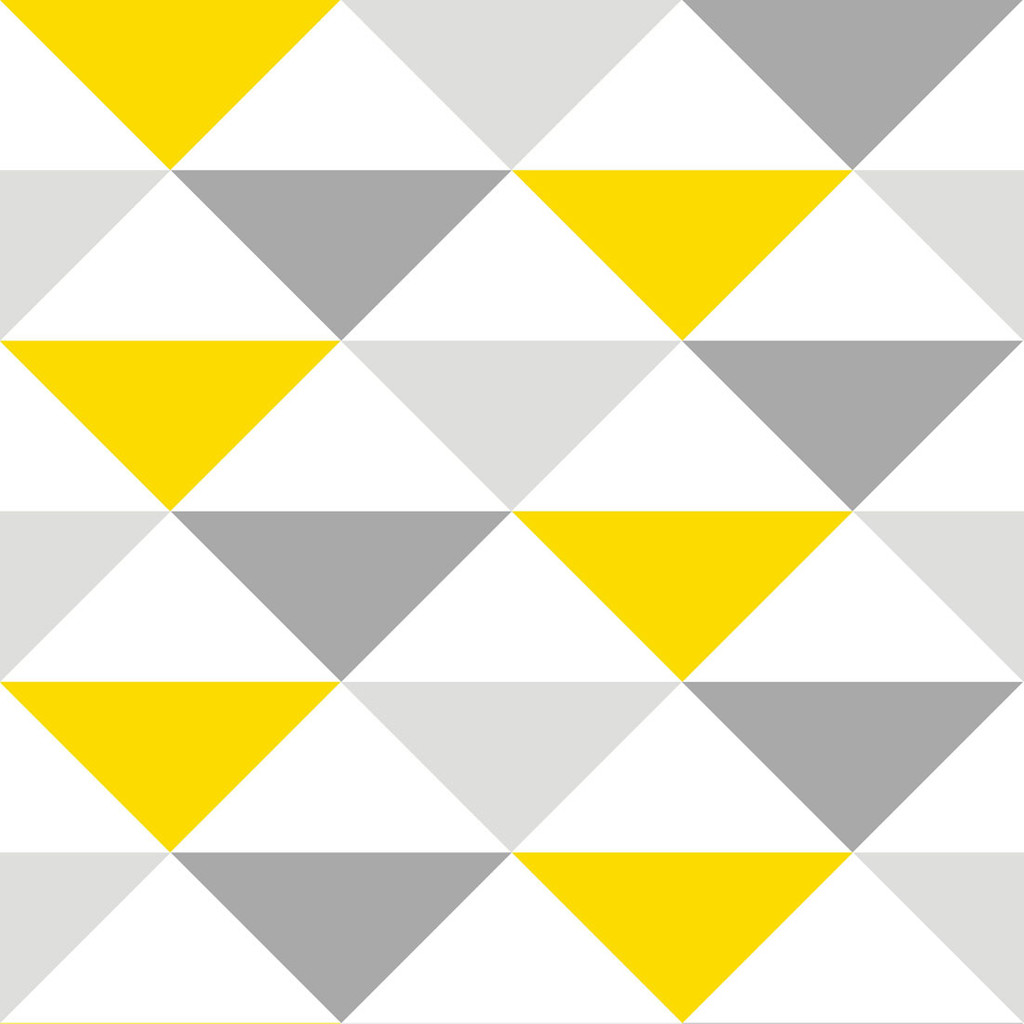Tapeta s bílými, šedými a žlutými trojúhelníky 33 cm - Dekoori obrázek 1