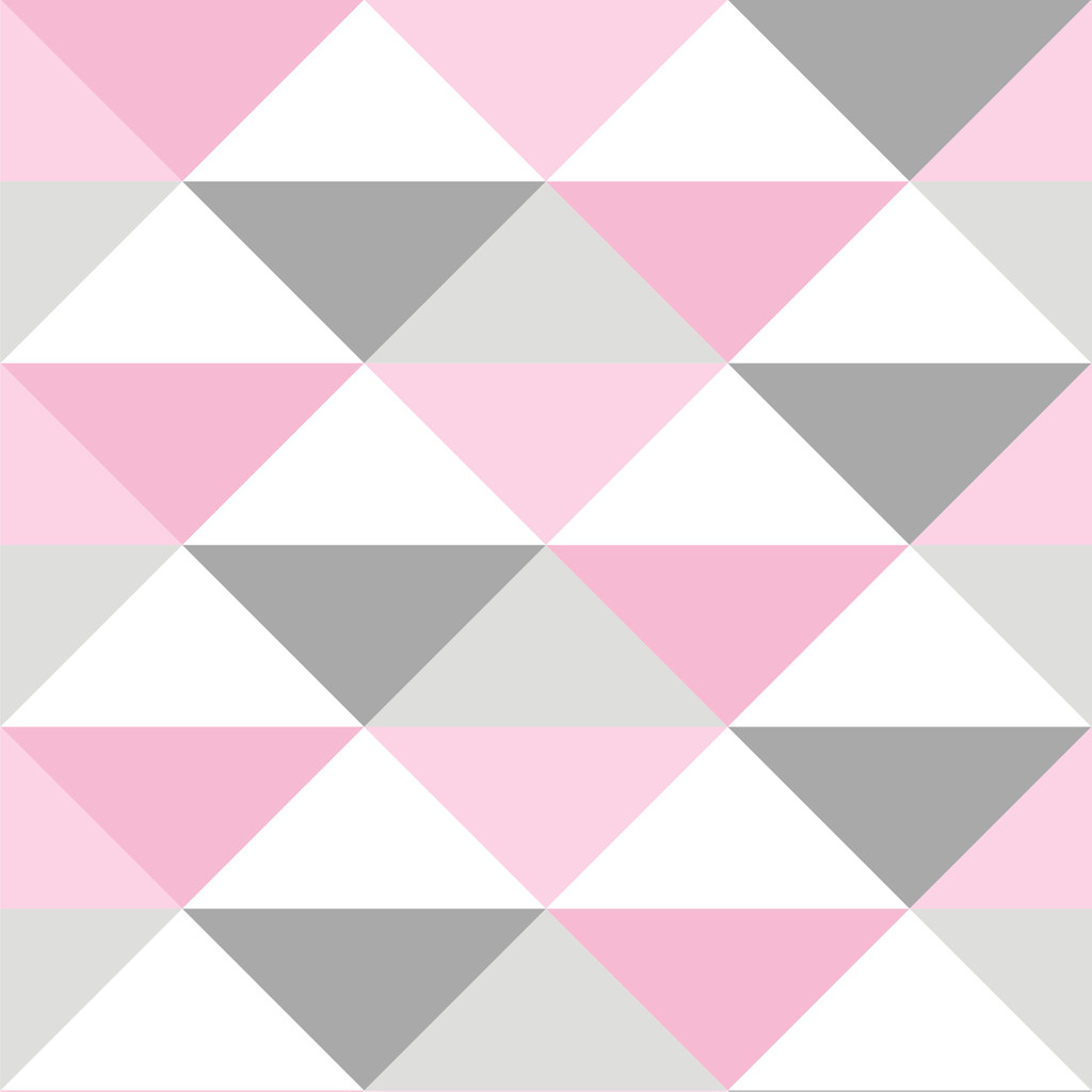 Skandinávská bílo-šedo-růžová tapeta s pastelovými trojúhelníky 33 cm - Dekoori obrázek 1