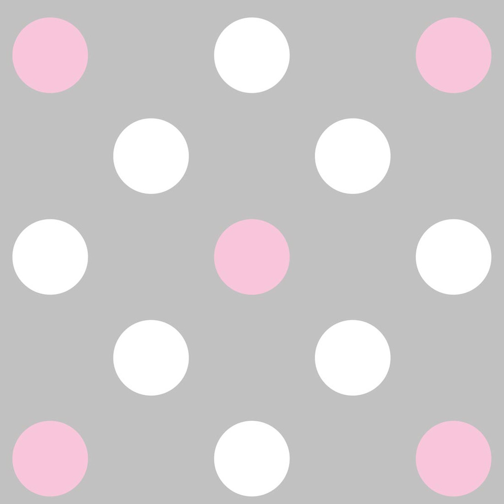 Big 15 cm dots grey and white and pink wallpaper - Dekoori image 1