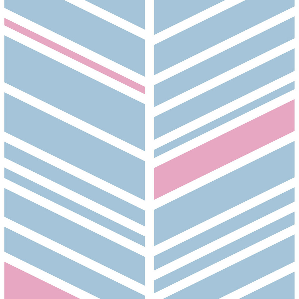 Original design: white, blue and pink herringbone wallpaper - Dekoori image 1