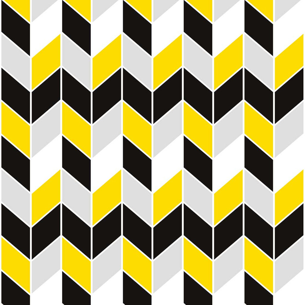 Moderná tapeta CHEVRON, RYBIA KOSŤ, čierno-sivo-žlto-biela - Dekoori obrázok 1