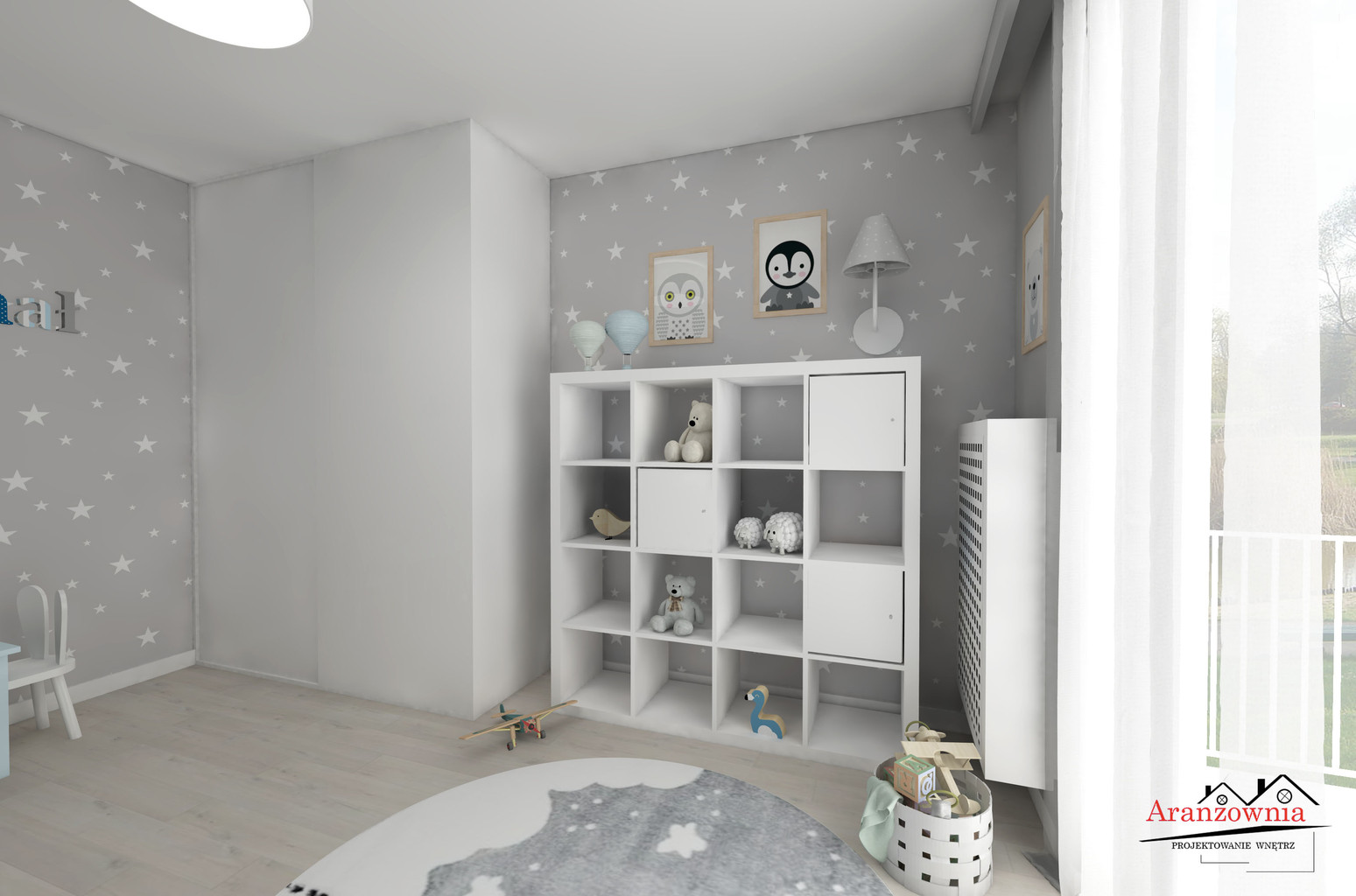White and grey starry decorative wallpaper (white stars/constellation pattern on grey background) - Dekoori image 3