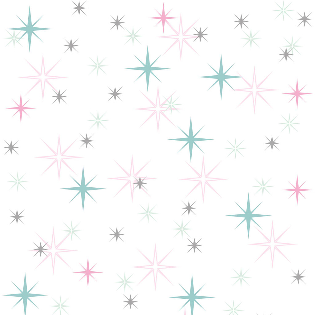 Flickering stars pastel wallpaper white-mint-pink-grey - Dekoori image 1