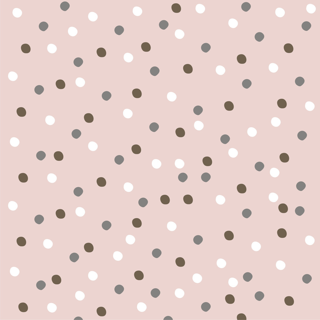 Salmon coloured wallpaper with irregular 3 cm dots of white, grey, brown colours - Dekoori image 1
