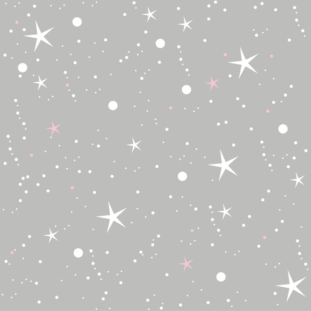 Grey wallpaper with white and pink stars and dots - Dekoori image 1