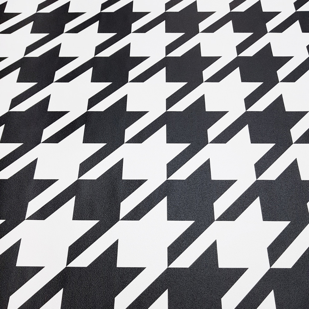 Klasyczna tapeta w retro wzór czarno-biała pepitka - Dekoori zdjęcie 3