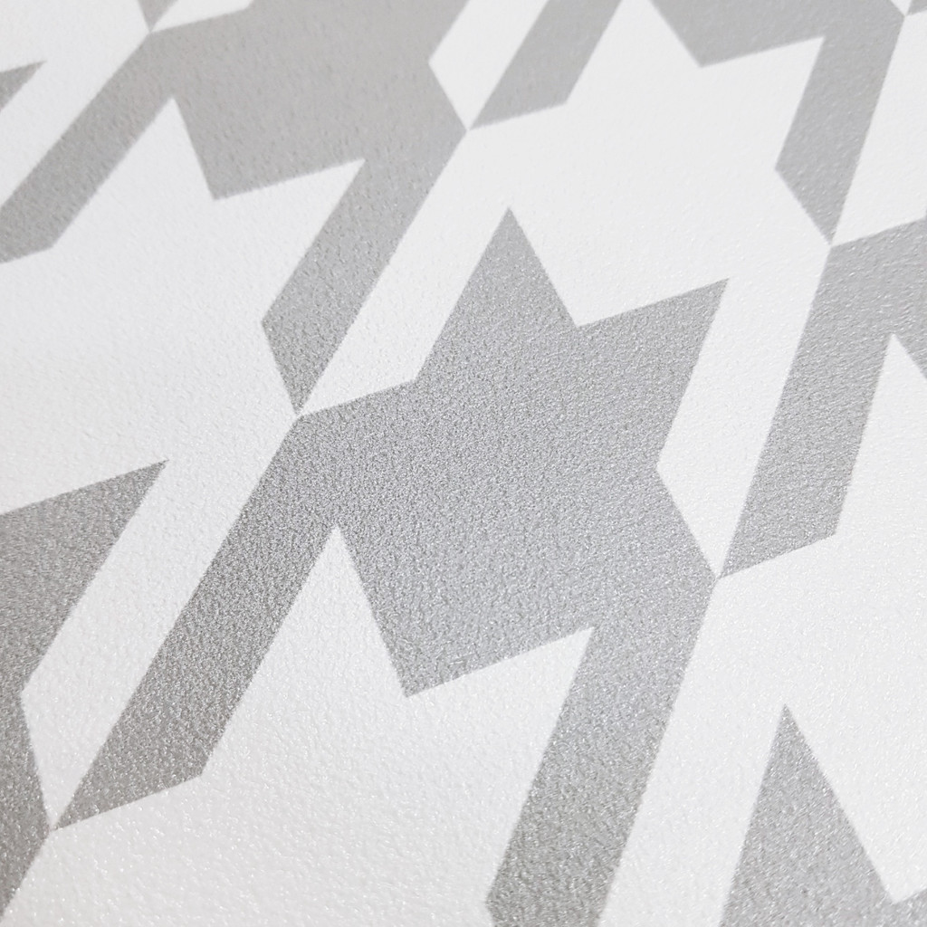 Elegant wallpaper with houndstooth grey and white retro vintage pattern - Dekoori image 4