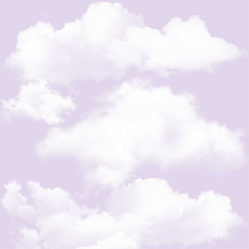 Stylová světle fialová fototapeta s bílými působivými mraky - Dekoori obrázek 1