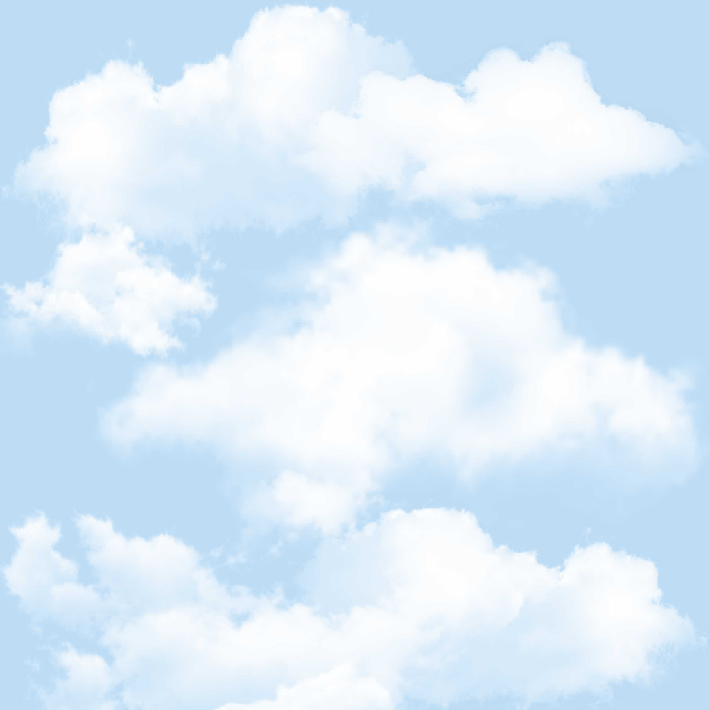Light blue photo wallpaper with white clouds - Dekoori image 1