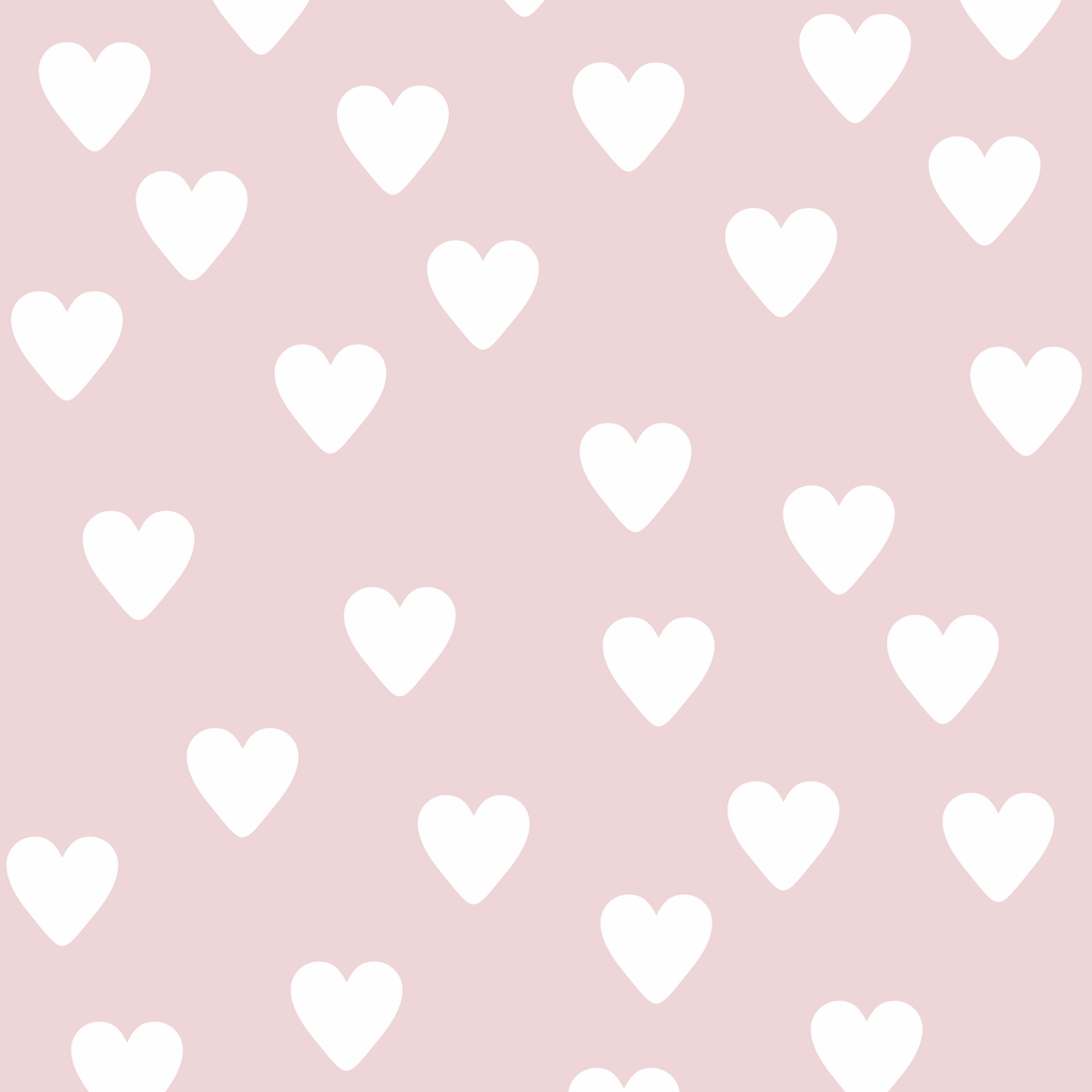 Tapeta pastelově prášková růžová s bílými srdci velikosti 10 cm - Dekoori obrázek 1