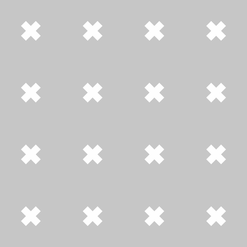 Šedá skandinávská tapeta s bílými křížkami v čtvercovém rozestupu (šedo-bílá verze) - Dekoori obrázek 1