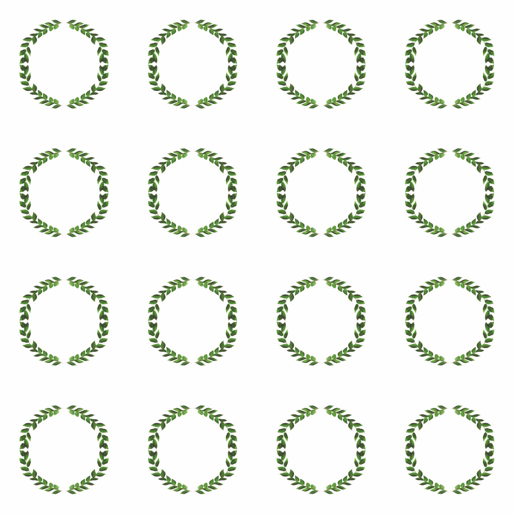 White wallpaper with green wreaths (twigs leaves in boho style) - Dekoori image 1