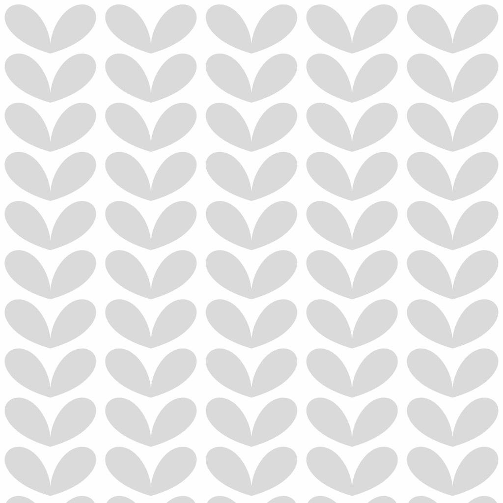 Modern white wallpaper with grey heart-shaped leaves in Nordic boho style - Dekoori image 1
