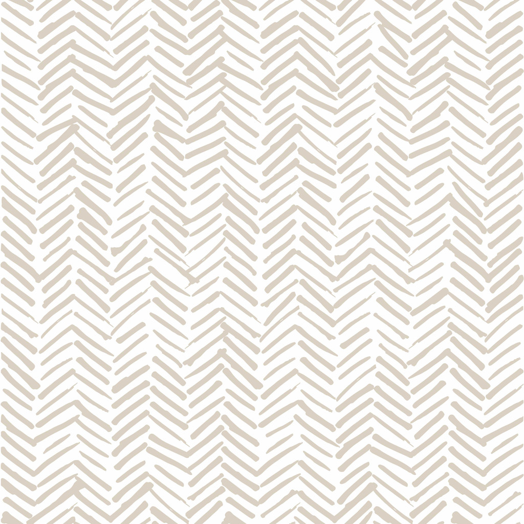White boho wallpaper with beige dashes, herringbone pattern, colonial style - Dekoori image 1