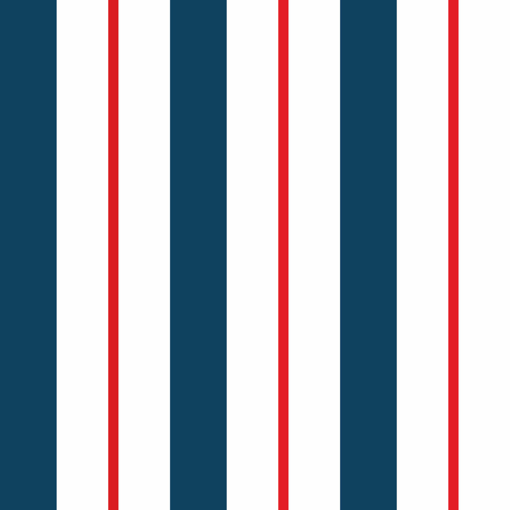 Tmavě modro-bílo-červená námořnická tapeta se svislými pruhy, dekorativní, námořní - Dekoori obrázek 1