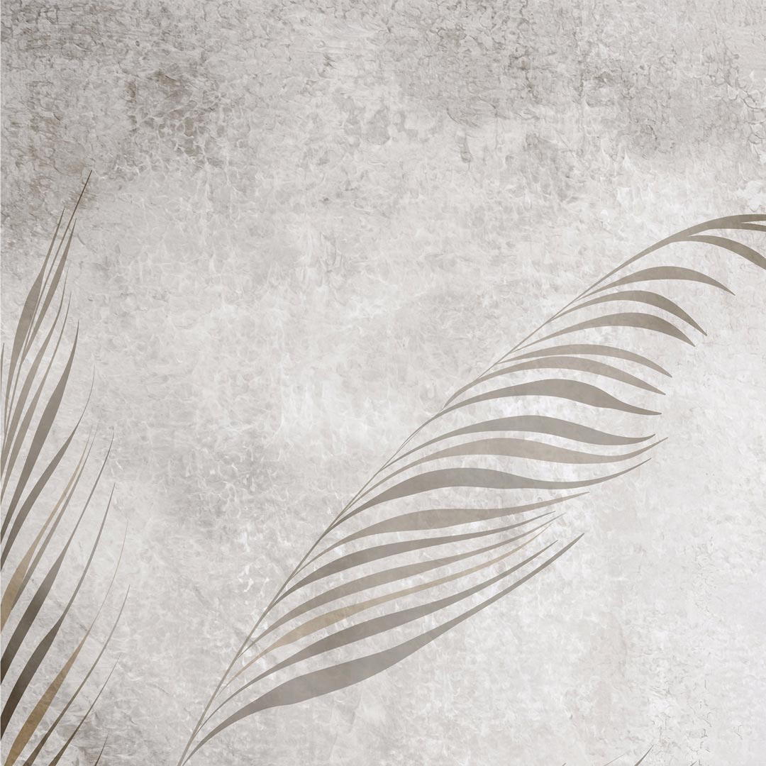 Decorative wallpaper, beige and brown palm leaves on a cream-grey aged background, boho style - Dekoori image 4