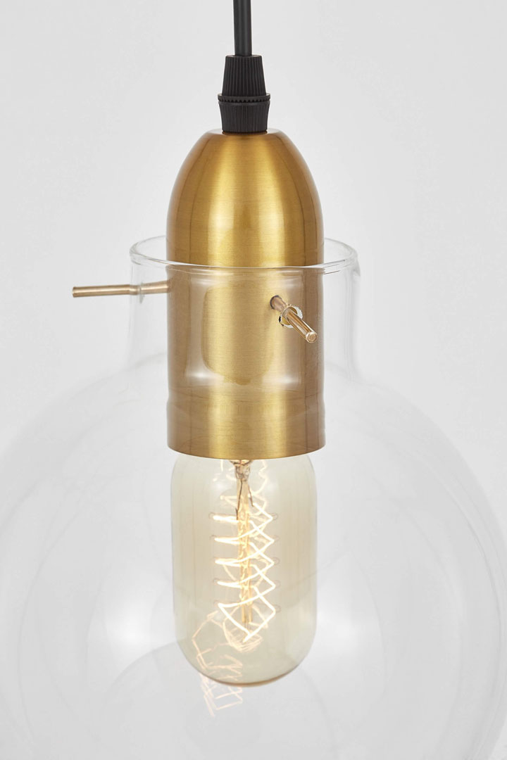 Przezroczysta lampa wisząca, loftowa z mosiężnymi akcentami CALVI - Lumina Deco zdjęcie 3