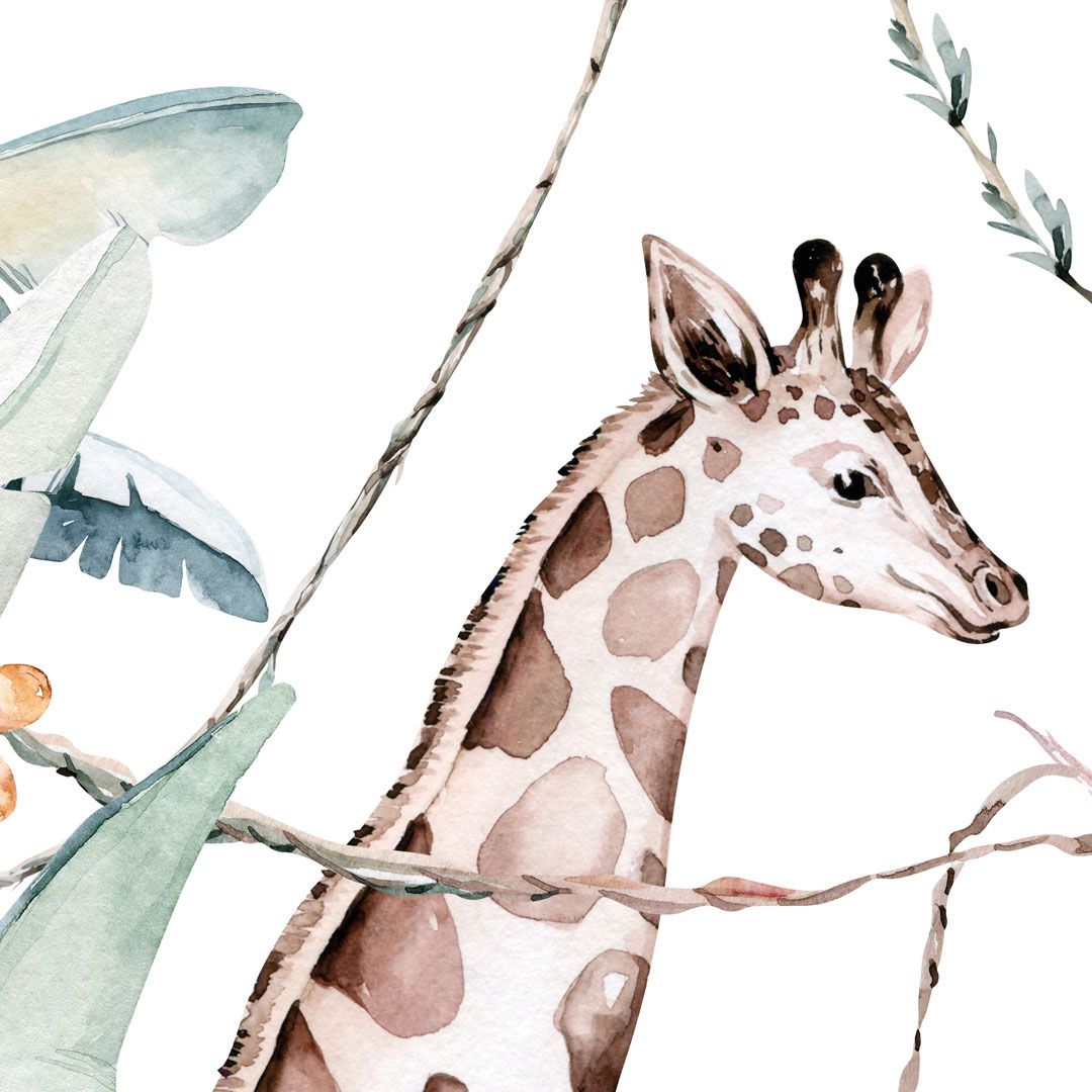 CHILDREN'S SAFARI wallpaper, animals in the jungle, watercolour, for children's room - Dekoori image 3