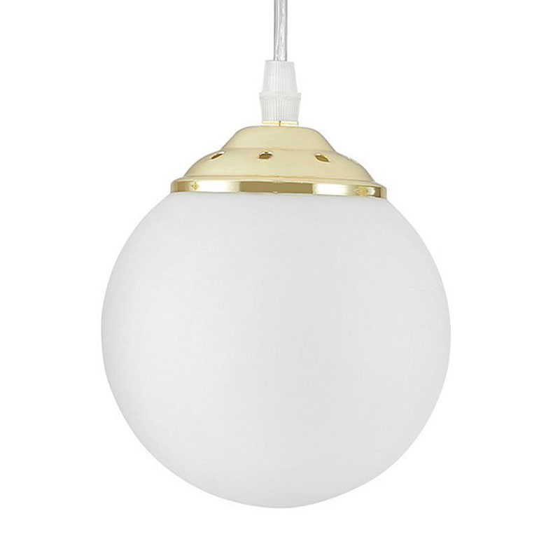Triple pendant lamp over dining table or kitchen island, white spheres, classic gold - FINO - Lampit image 2