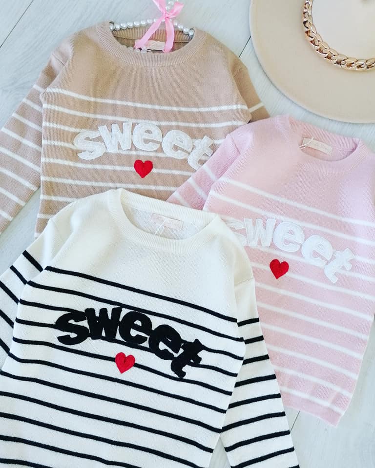 Sweterek Sweet Biało Czarny - KARMELOWY BUTIK zdjęcie 2