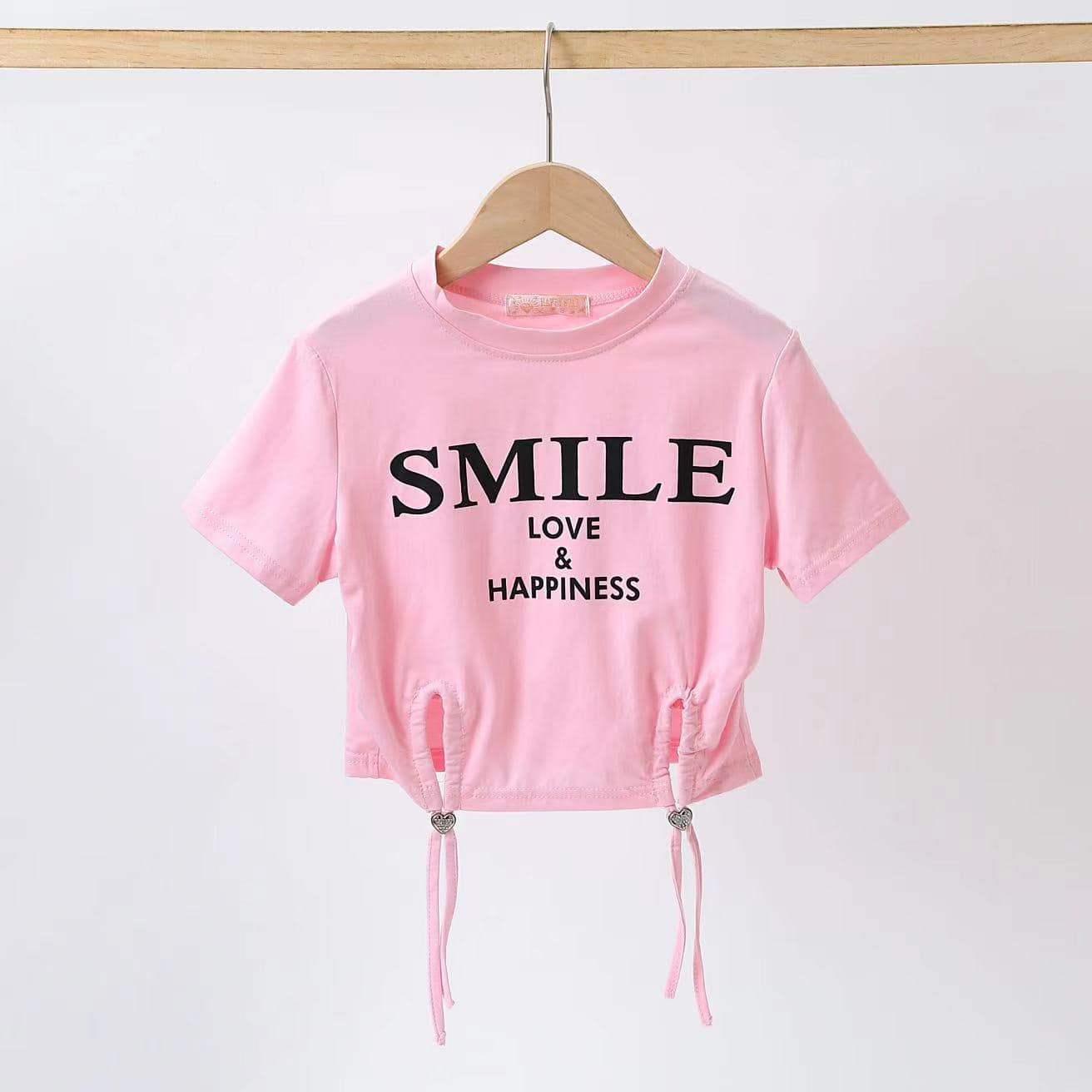 T shirt Smile Pastelowy Róż - KARMELOWY BUTIK zdjęcie 1