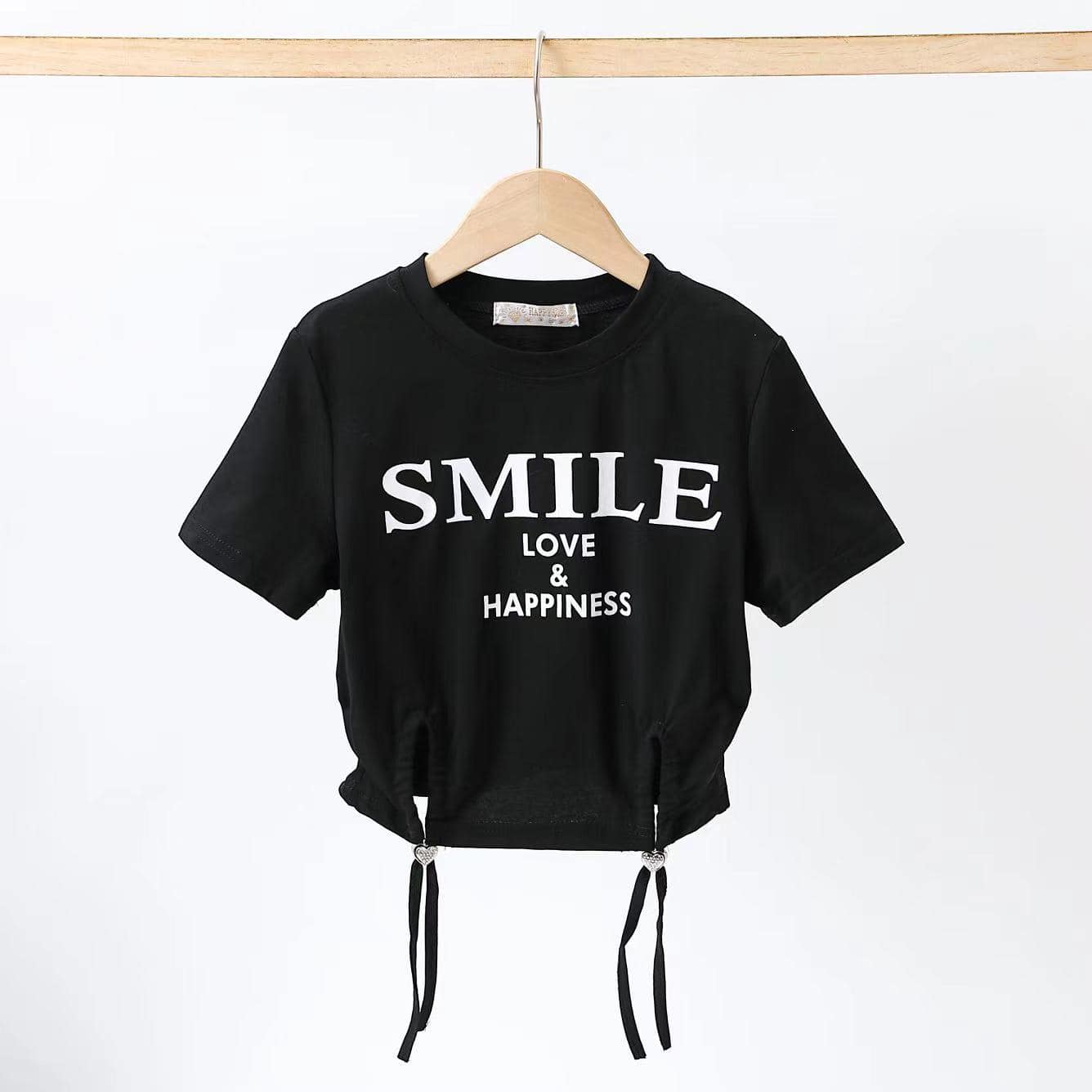T shirt Smile Czarny - KARMELOWY BUTIK zdjęcie 1