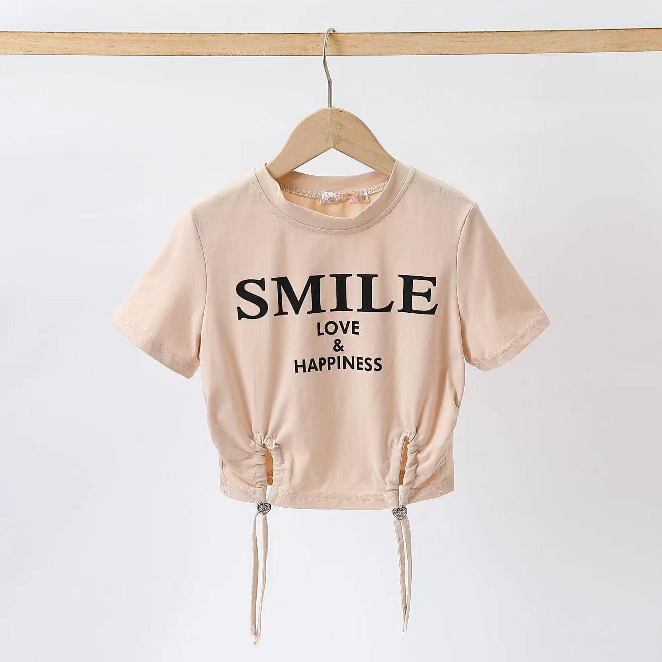 T shirt Smile Beżowy - KARMELOWY BUTIK zdjęcie 1