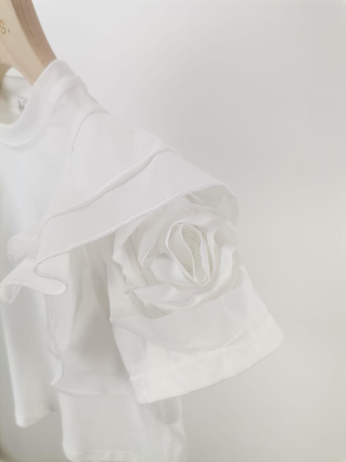 Bluzeczka z Ozdobnym Rękawem Biała - KARMELOWY BUTIK zdjęcie 2