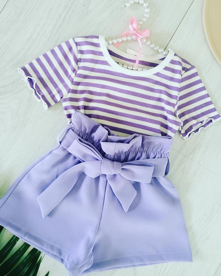 T shirt w Paski Fioletowe - KARMELOWY BUTIK zdjęcie 2